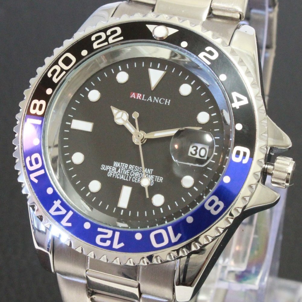 Men's Diver Style Watch Batman Bezel Stainless Bracelet 40mm - Picture 10 of 12